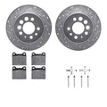 R1 75-95 Volvo 244 Rear Drilled & Slotted Silver Brake Rotor Set w/Euro Ceramic Pads and Hardware