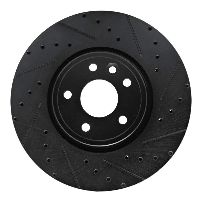 R1 17-19 Jaguar XE Front Right Drilled & Slotted Black Brake Rotor