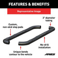 21C BRONCO 4DR 3IN ROUND STEEL SIDE BARS BLACK