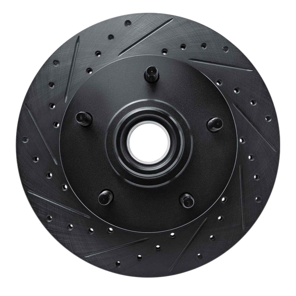 R1 94-01 Ford F-150 RWD Front Left Drilled & Slotted Black Brake Rotor
