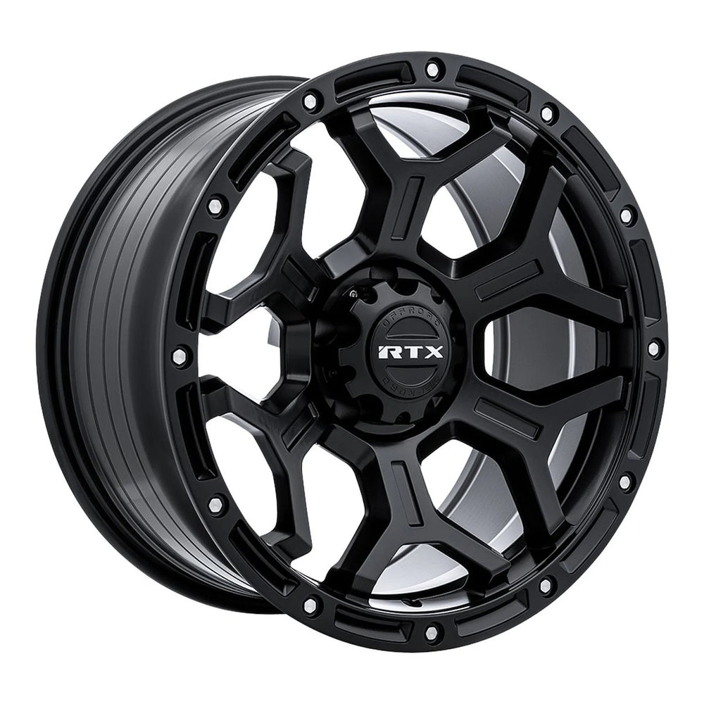 GOLIATH 18X9 6X135 ET0 CB87.1 SATIN BLACK MILLED RIVETS