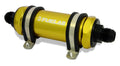 Fuelab 828 In-Line Fuel Filter Long -10AN In/Out 40 Micron Stainless - Gold