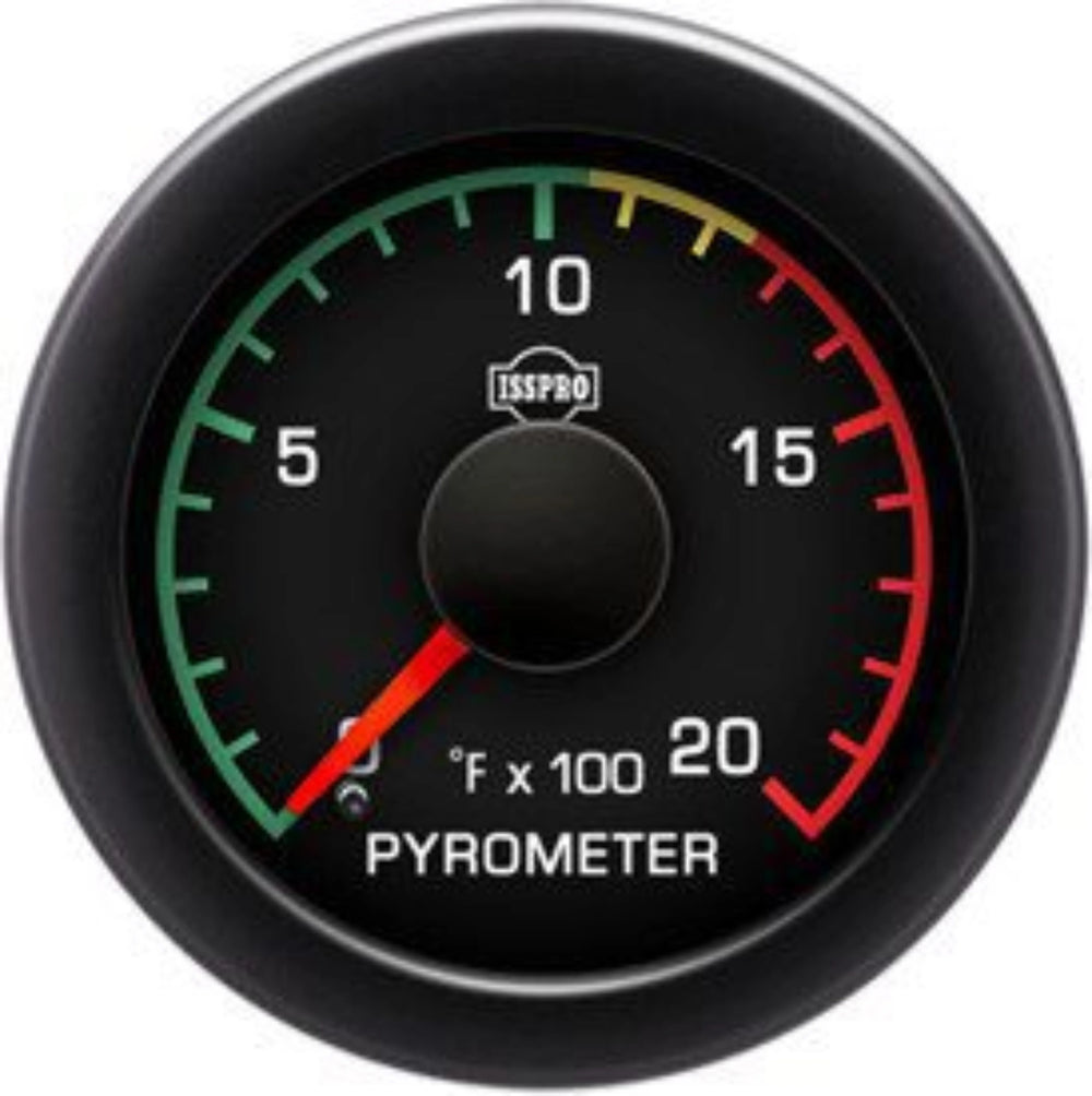 ~(10 lbs. 6X4X4)~ EV2 Black Bezel Red Pointer W/Black Hub Black Face White Numerals Green When Backlit Pyrometer 0-2000F