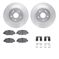 R1 17-25 Honda CR-V Rear Drilled & Slotted Silver Brake Rotor Set w/Optimum OE Pads and Hardware