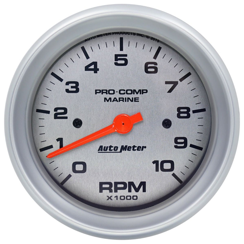 GAUGE TACHOMETER 3 3/8IN 10K RPM MARINE SILVER
