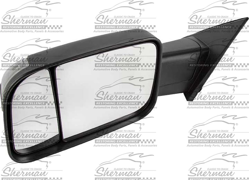 LH MIRROR OTR REAR VIEW W/TOWING PKG; W/O BLIND SPOT DETECTION; BLACK TRIM RAM 1500 19C