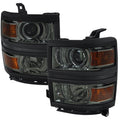 1500 PROJECTOR HEADLIGHTS CHROME HOUSING LIGHT SMOKED LENS WITH BLACK TRIM - USES STOCK BULBS