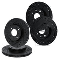 R1 12-19 Fiat 500 Front & Rear Drilled & Slotted Black Brake Rotor Set