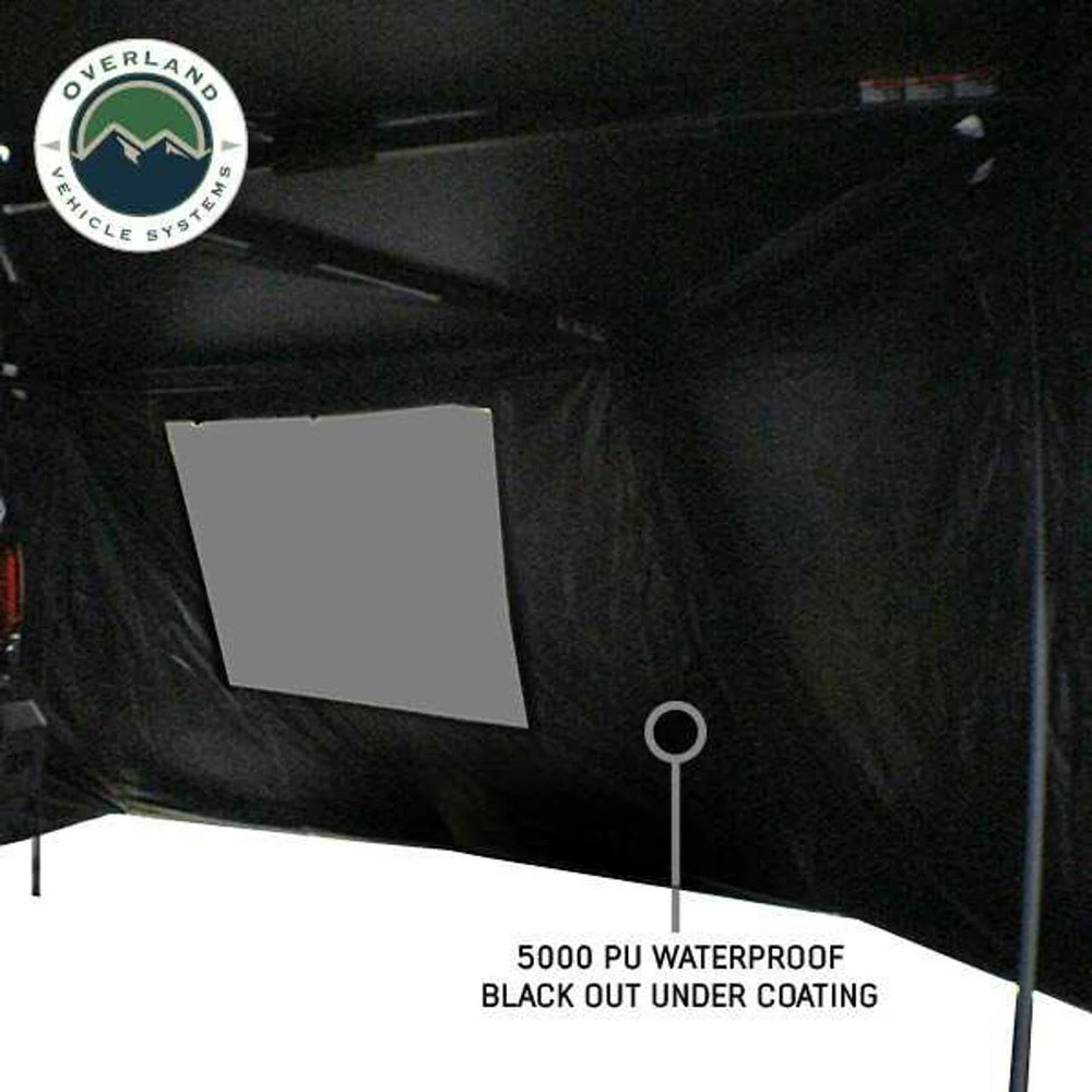 Overland Vehicle Systems XD Nomadic 270 - Awning Wall 3 W Black Out Driver Side Black Body Black Trim W Storage Bag