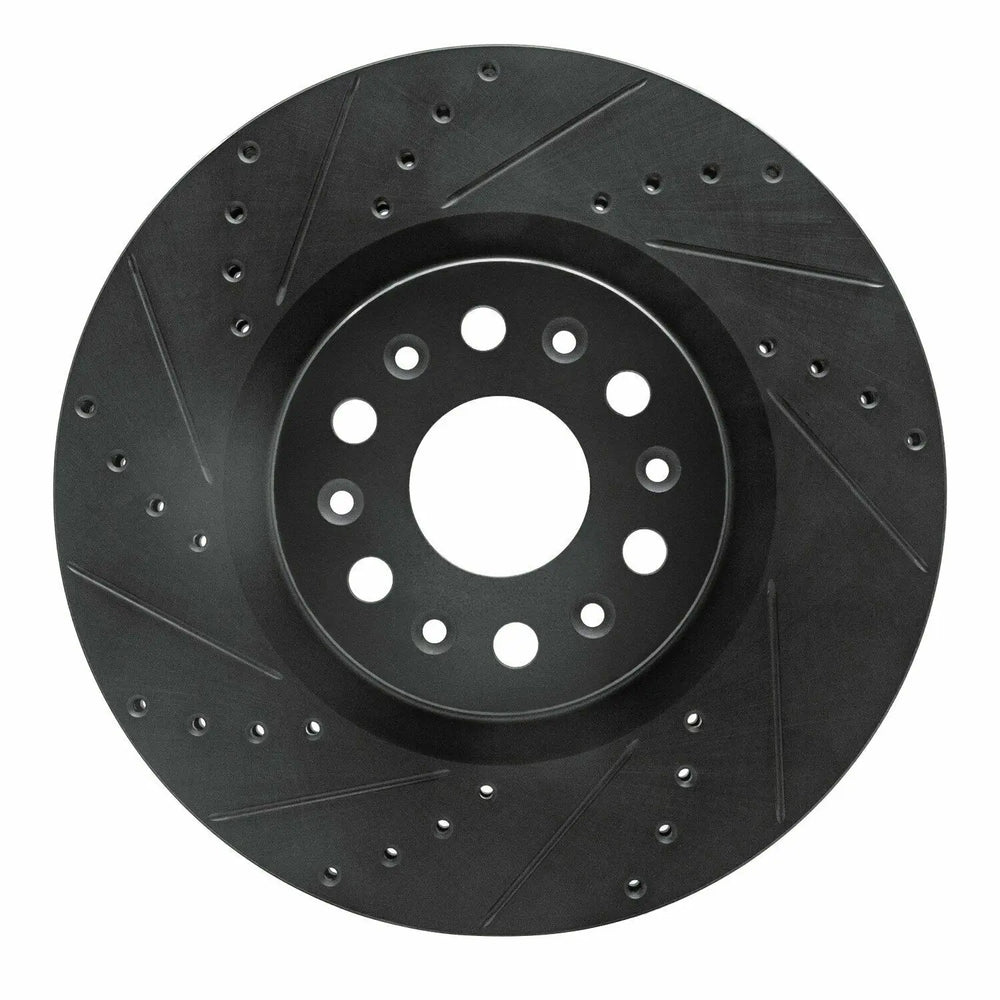 R1 2017-2025 Buick Enclave Front Left Drilled & Slotted Black Brake Rotor
