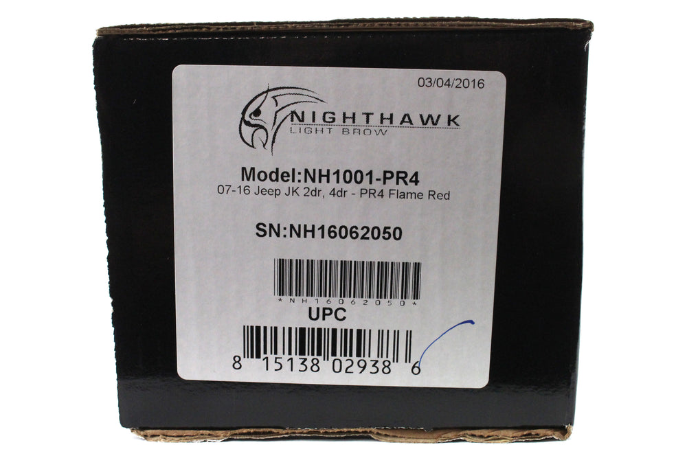 UnderCover NH1001-PR4 Night Hawk Jeep Brow for 2007-2017 Jeep JK PR4 - Flame Red