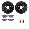 R1 18-25 Honda Accord Rear Drilled & Slotted Black Brake Rotor Set w/Ceramic Pads and Hardware