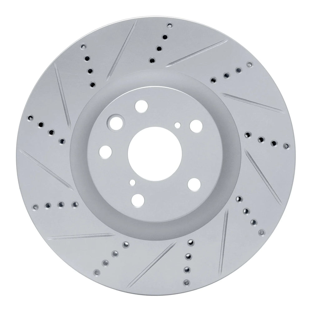 R1 11-20 Lexus Rc300 Left Front Drilled & Slotted Black Brake Rotor