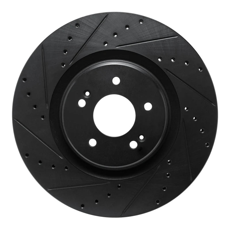 R1 21-26 Hyundai Sonata Front Left Drilled & Slotted Black Brake Rotor