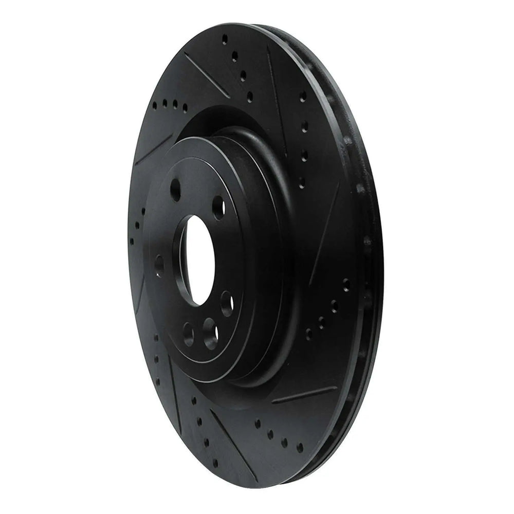 R1 13-19 Cadillac XTS Rear Right Drilled & Slotted Black Brake Rotor