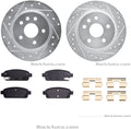 R1 11-18 Buick Encore Rear Drilled & Slotted Silver Brake Rotor Set w/Optimum OE Pads and Hardware