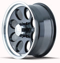Cast Aluminum Wheels 171 BK 16x10 Machined Lip Black 6 On 139.7 Bolt Pattern -38 Offset ION Wheels