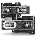 ANZO 1988-1998 Chevrolet C1500 Crystal Headlights Carbon w/ Halo