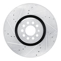R1 Concepts Brake Rotor Drilled and Slotted Silver Fits Audi TT