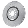 R1 Concepts Brake Rotor Drilled and Slotted Silver Fits Audi TT