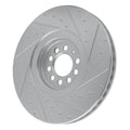 R1 Concepts Brake Rotor Drilled and Slotted Silver Fits Audi TT