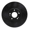 R1 09-14 Hyundai Genesis Sedan Front Left Drilled & Slotted Black Brake Rotor