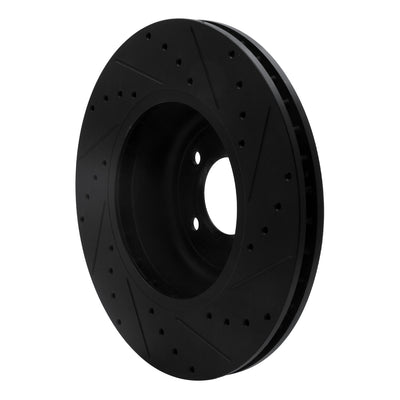 R1 04-10 BMW 550I Front Left Drilled & Slotted Black Brake Rotor