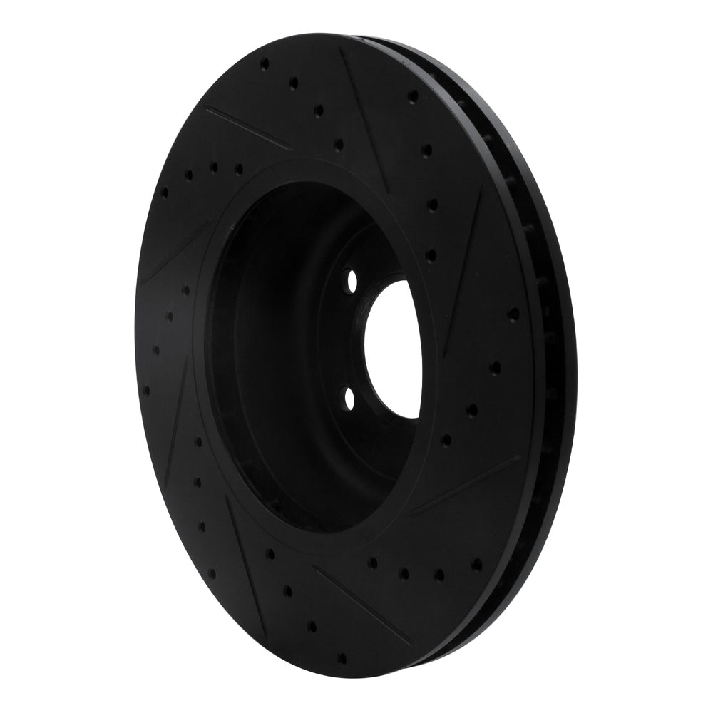 R1 04-10 BMW 550I Front Left Drilled & Slotted Black Brake Rotor