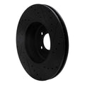R1 04-10 BMW 550I Front Left Drilled & Slotted Black Brake Rotor
