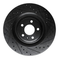 R1 17-25 Audi Q8 e-Tron Rear Right Drilled & Slotted Black Brake Rotor
