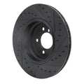 R1 05-08 BMW 760I Rear Left Drilled & Slotted Black Brake Rotor