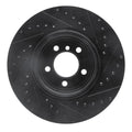 R1 05-08 BMW 760I Rear Left Drilled & Slotted Black Brake Rotor