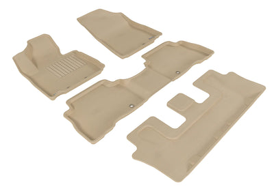 3D MAXpider 2014-2015 Kia Sorento 7-Seats Kagu 1st & 2nd & 3rd Row Floormats - Tan