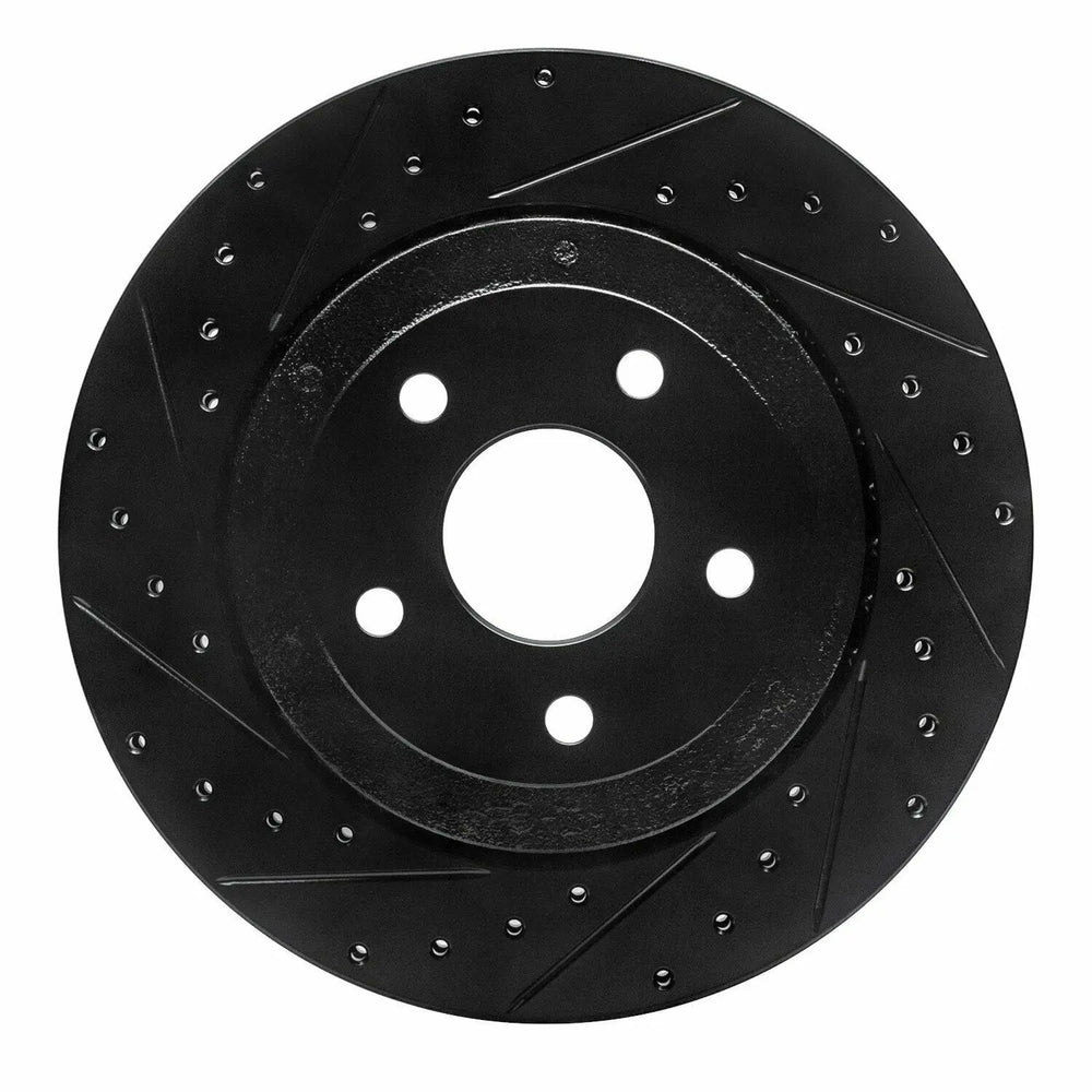 R1 06-10 Jeep Grand Cherokee Rear Left Drilled & Slotted Black Brake Rotor