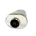 Stainless Bros 17in OAL 3in Oval SS304 Polished Finish Muffler - 3in Center In/2.5in Dual Out