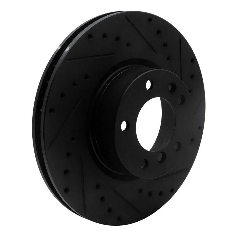 R1 93-97 BMW 850CI Front Right Drilled & Slotted Black Brake Rotor