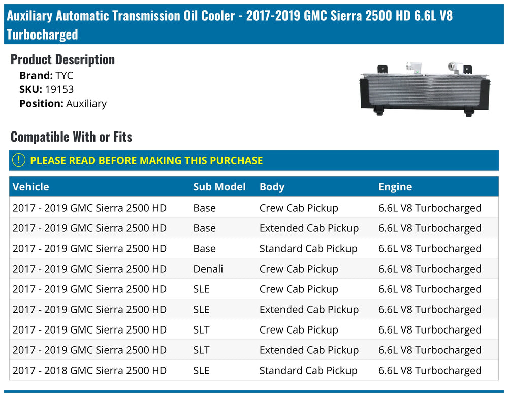 1719 CV SLVRD 2500/3500 6.6T EXT. EOC