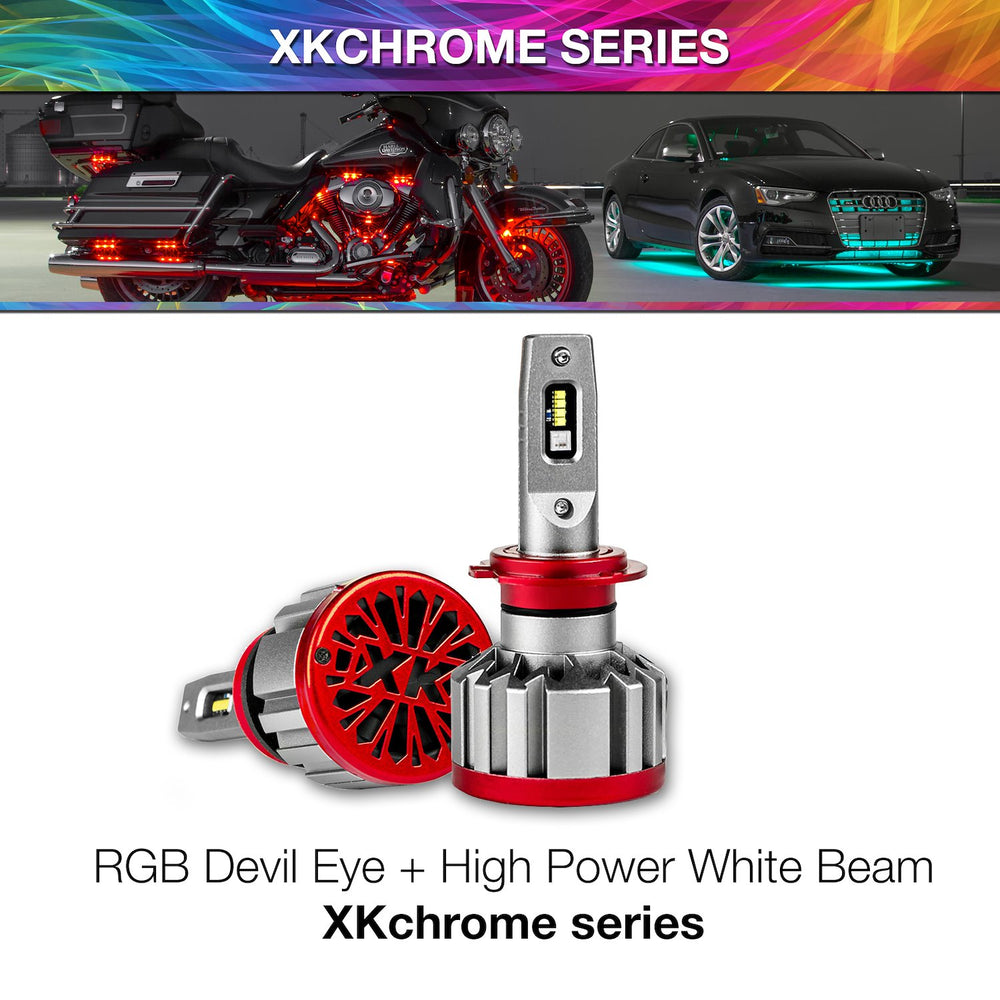 XK Glow RGB 2In1 LED Headlight Bulb Million Color XKCHROME App RGB/LED Headlight Kit - 2x HB3