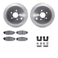 R1 08-15 Subaru Outback Rear Drilled & Slotted Silver Brake Rotor Set w/Ceramic Pads and Hardware