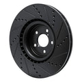 R1 03-25 Subaru Impreza Front Left Drilled & Slotted Black Brake Rotor