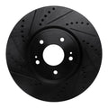 R1 03-06 Mitsubishi Lancer Front Left Drilled & Slotted Black Brake Rotor
