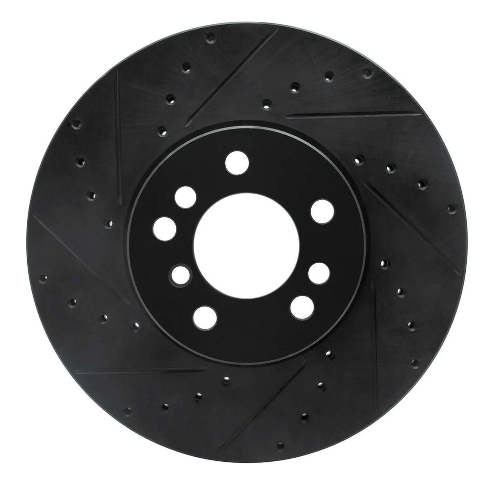 R1 00-06 BMW X5 Front Left Drilled & Slotted Black Brake Rotor