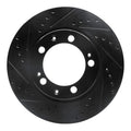 R1 86-91 Porsche 928 Right Front Drilled & Slotted Black Brake Rotor