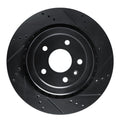 R1 14-19 Chevrolet Corvette Rear Right Drilled & Slotted Black Brake Rotor
