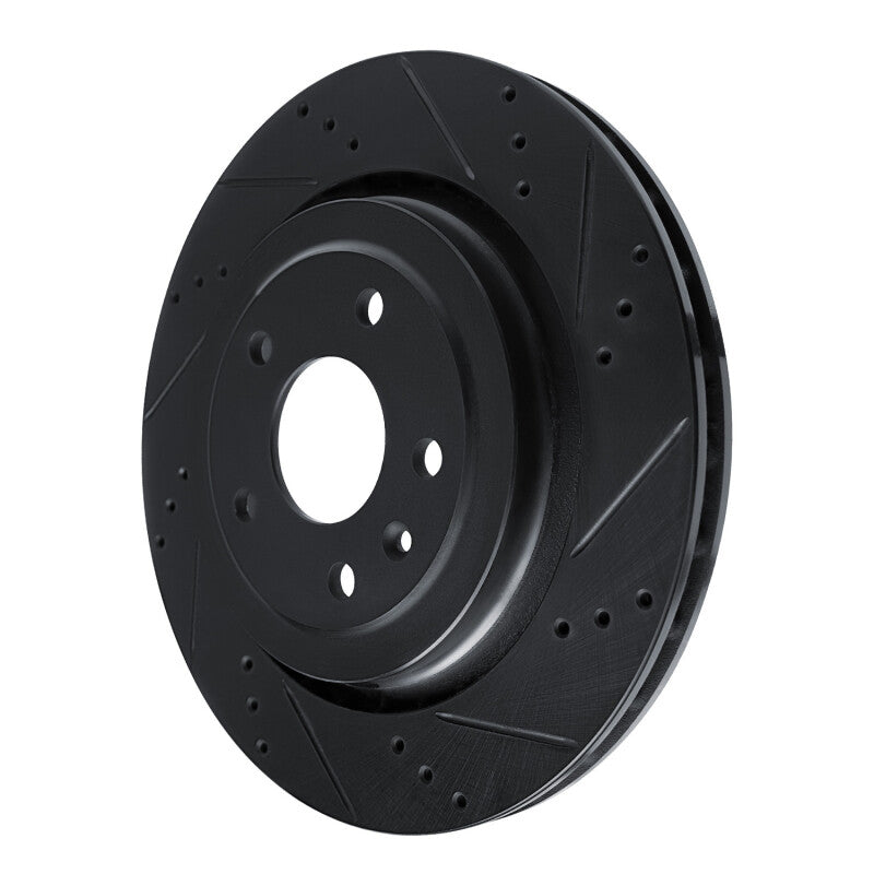 R1 14-19 Chevrolet Corvette Rear Right Drilled & Slotted Black Brake Rotor