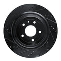 R1 14-19 Chevrolet Corvette Rear Right Drilled & Slotted Black Brake Rotor