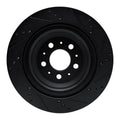 R1 2017-2025 Tesla Model 3 Rear Left Drilled & Slotted Black Brake Rotor