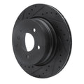 R1 06-10 BMW 528I xDrive Rear Left Drilled & Slotted Black Brake Rotor
