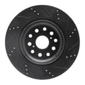 R1 07-17 Lexus LS460 Left Rear Drilled & Slotted Black Brake Rotor