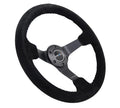 NRG Reinforced Steering Wheel (3in. Deep) Tasty Garage Sig Blk Suede, Red Stich, Pink TG Embroidery